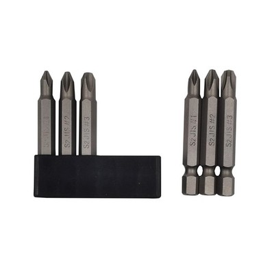 6Pcs 50mm JIS Screwdriver Bit Set with Magnetic #1x2 #2x2 #3x2, Grey