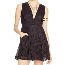 Free People Black Lovely in Lace Mini Dress Size S