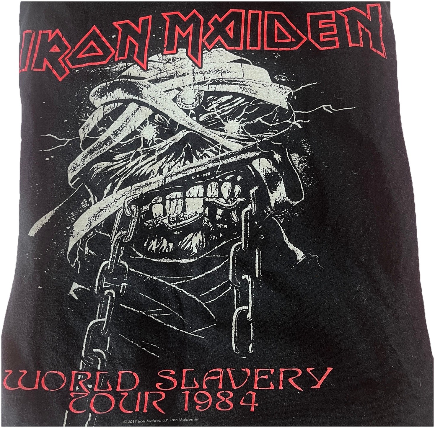 Iron Maiden World Slavery Tour 1984 Shirt Mens Large Black Gildan Softstyle Tee