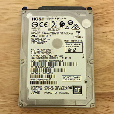 HGST Travelstar HTS721010A9E630 1TB 2.5'' SATA III 7200RPM 32MB HDD