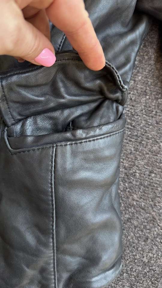 MUUBAA Chaqueta de Cuero para Mujer Cuero de Cordero Motociclista Moto Chaqueta Cremalleras Talla 2/XS (balla Foto 3 de 4