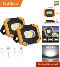 Bright & Waterproof LED Work Lights 2 Pack - Ideal for Outdoor & Emergency Use