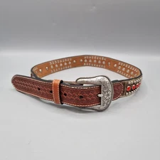 VTG Nocona Western Belt 26 Women's Studded Rhinestone Hair-On Leather N4419502