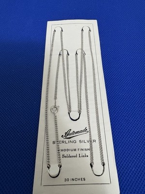 K1/ NIP Vintage ACO Sterling Silver Rhodium Finish 30  Chain 2mm - 8.2g
