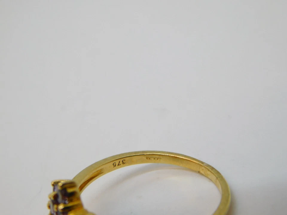 Contemporary 9ct Yellow Gold & Iolite Set Floral Cluster Ring Birmingham 2021 - Image 4 of 4