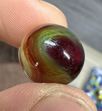 Vintage Red Green Amber Swirl Marble