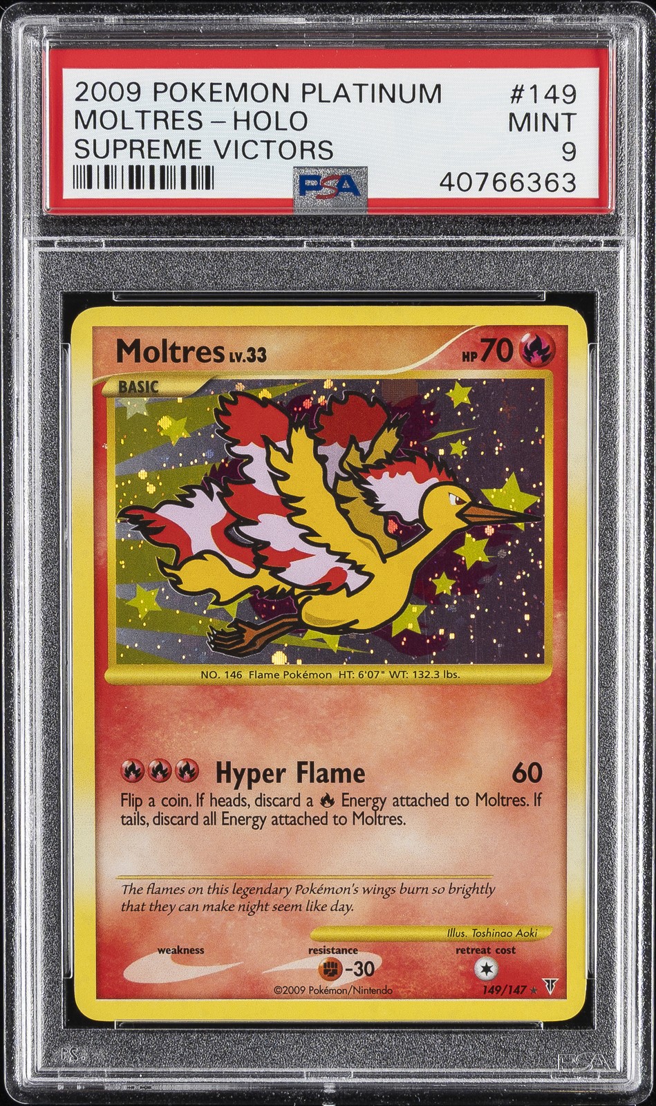 2009 POKEMON PLATINUM SUPREME VICTORS #149 MOLTRES-HOLO PSA 9