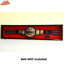 Wrestling Belt Display Case Black Solid Wood MMA WWE Boxing Championship Cabinet