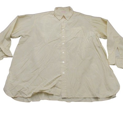 Henry Poole & Co Savile Row Mens Button Down Shirt Pale Yellow Long Sleeve 28x32