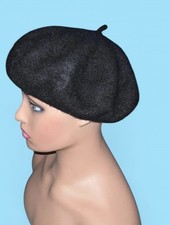 Black Wool Beret Hat Cap Warm Unisex One Size Stylish Smart Casual Versatile