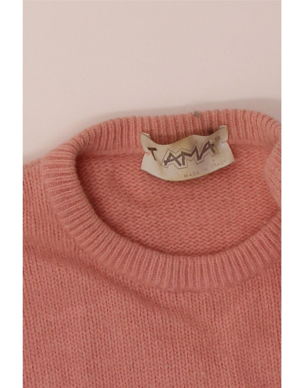 VINTAGE Womens Crew Neck Jumper Sweater UK 14 Medium Pink Colourblock JR24