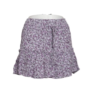 Zara, jupe, taille : S, violet/blanc/noir, viscose, fleurs, femmes #RRz - Photo 1/4
