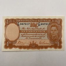 1939 (R12) 10 Ten Shilling Banknote - gVF - Sheehan / McFarlane Scarce Australia