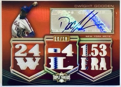 2010 Topps Triple Threads Dwight Gooden Auto Game Used Jersey Relics #d /18 Mets