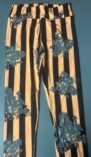 New LuLaRoe Women's Leggings One Size fits 0-12 Halloween Haunted House Striped