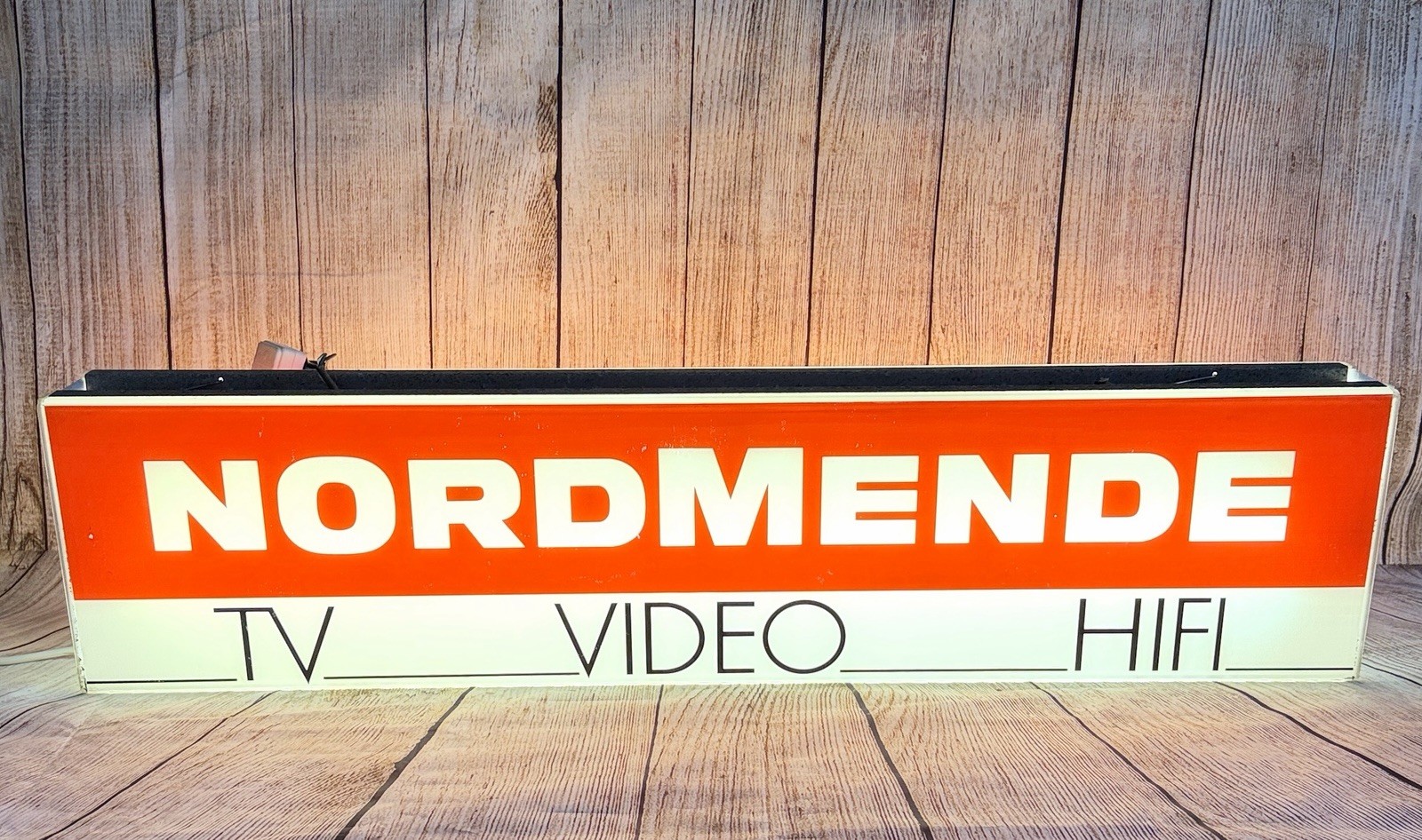 VINTAGE 1970's NORDMENDE TV-VIDEO-HiFi LIGHT BOX DOUBLE SIGN W.GERMANY SHOP