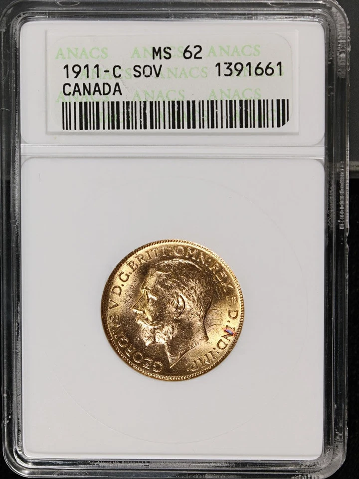1911-C Canada Gold Sovereign ANACS MS62 - Image 3 of 4