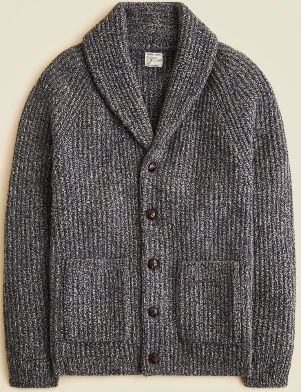 NWT J.Crew Navy Merino Wool-Blend Cardigan Marled Rugged Shawl Pockets Buttons
Opens in a new window