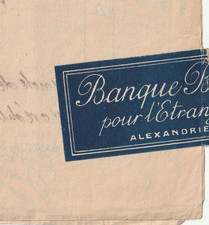 EGYPT-BELGIUM Rare Bank Statement By Mail Tied Bank Label BANQUE BELGE 1922