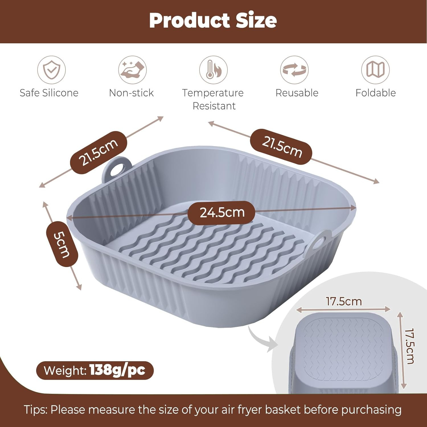 2x Teglie Silicone per Friggitrice ad Aria 5-8L - Resistenti e Pro - 2
