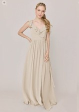 NWT Revelry Valerie size 6 sand chiffon faux wrap dress bridesmaid wedding prom