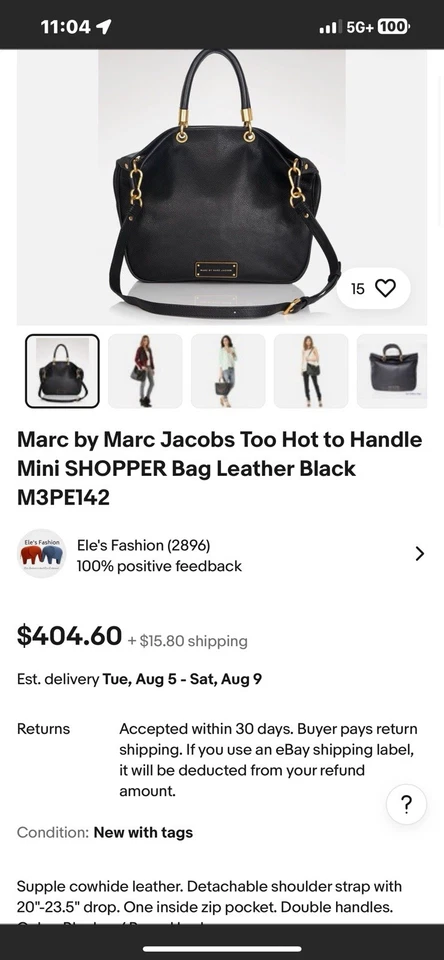 NWT Marc by Marc Jacobs Too Hot to Handle Leather Shopper Shoulder Bag BLACK - Image 2 of 4