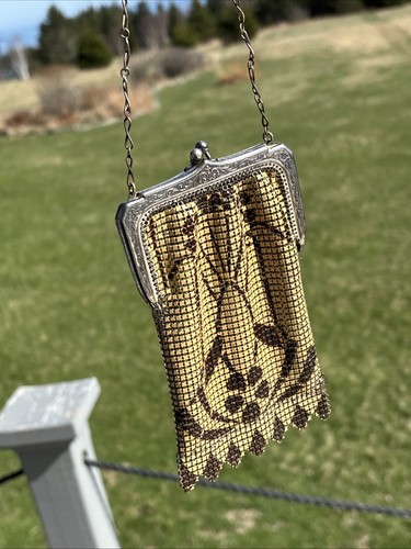 Art Deco Whiting Davis Mesh Emaille Handtasche Abendtasche 20er Jahre Vintage - Bild 15 von 18