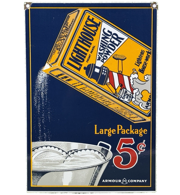 #ad VINTAGE LIGHTHOUSE SOAP PORCELAIN SIGN MARINE GAS STATION STORE OIL NAUTICAL $113.48