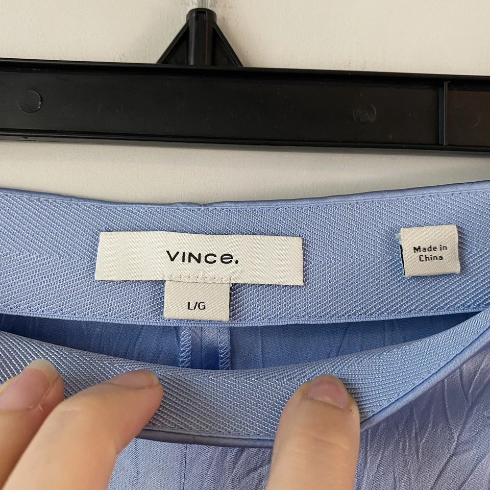Pantalones Vince Texturizados Satén Pierna Ancha Azul L Foto 3 de 4