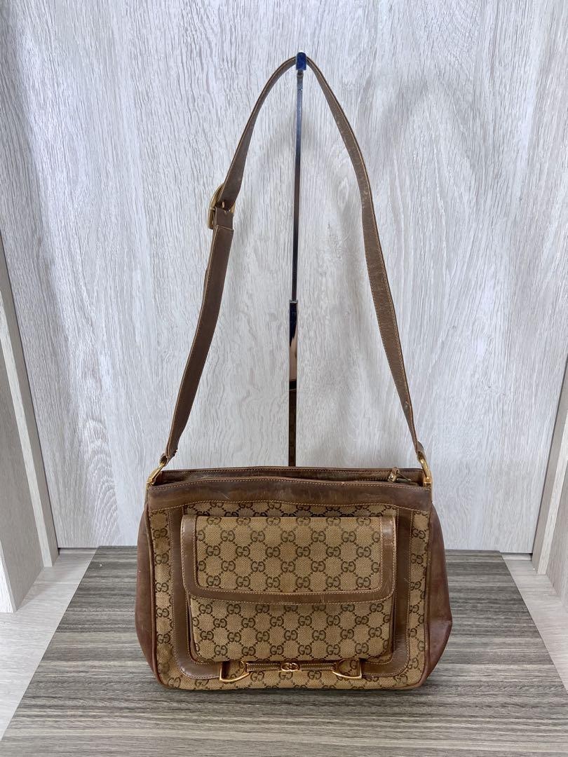 Gucci Vintage GG Leather Shoulder Bag Interlocking Logo Used | eBay