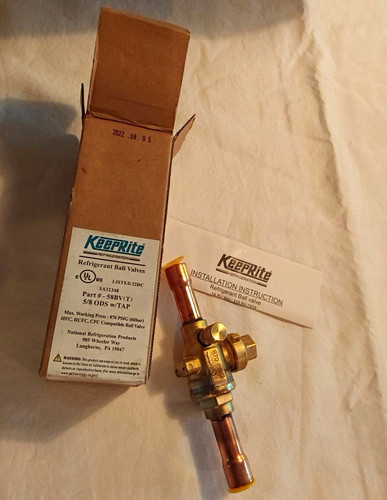 KeepRite Refrigerant Ball Valve 58BV(T) 5/8 ODS Copper Sweat w/ Tap