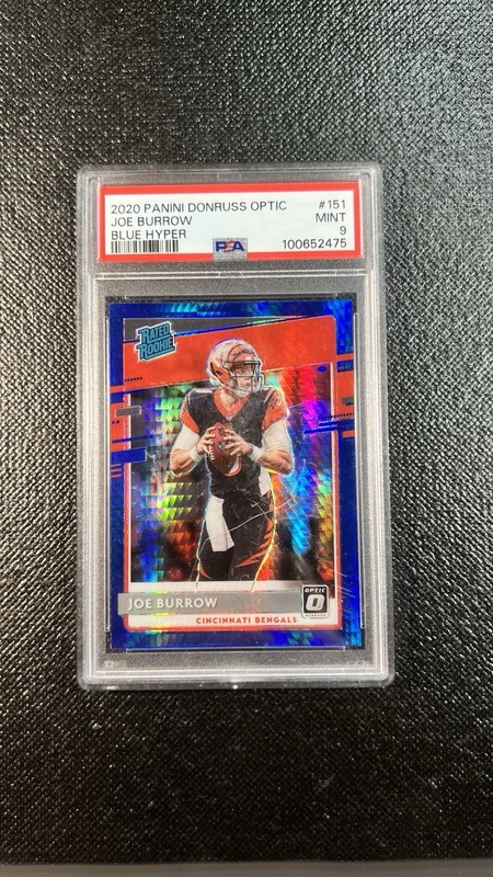 2020 Panini Donruss Optic Joe Burrow RC Blue Hyper #151 PSA 9 Bengals
