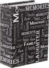 Mini-Max Photo 100 Pocket 4X6 Photo Album, Black and White Words