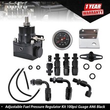 Universal Adjustable Fuel Pressure Regulator Kit 100psi Guage An6 Fitting Black