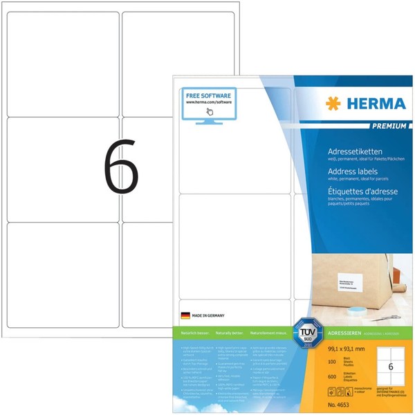 Herma Universal-Etiketten Premium, 99,1 X 93,1 Mm, Weiß 1 Bis 20 Stk Spare 27%-image