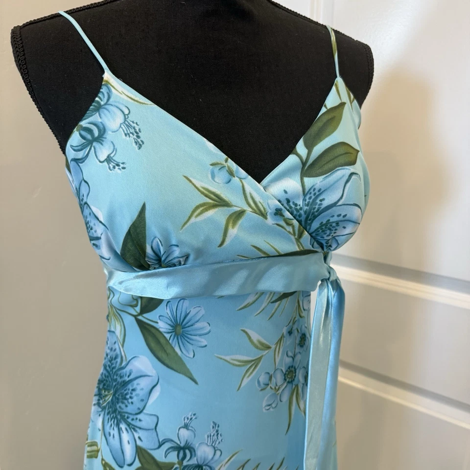 De Colección Y2K Studio Talla Y S/5 Azul Floral Solero Midi Fairycore Vestido Correa Acolchada Foto 3 de 4