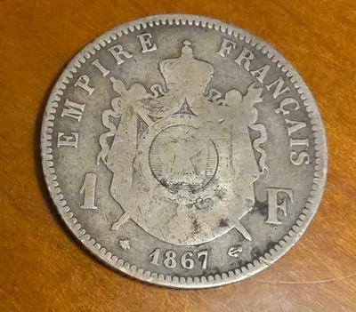 1 Franc 1867 A Argent Napoléon 3 - Photo 1/3