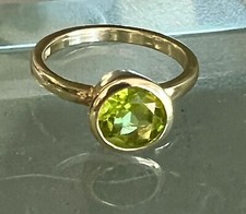 Round Green Peridot Ring 18k Gold Plated Ring Handmade Gemstone Ring Gift Ring