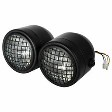 Moto Cafe Racer 12v H4 Griglia Gemelli Dual Faro Lampada frontale doppia Touring