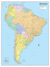 Cool Owl Maps South America Continent Wall Map Poster - Paper 24"x32"