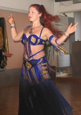 Costume danza del ventre professionale blu bellissimo e sexy taglia 36 38 40/L
