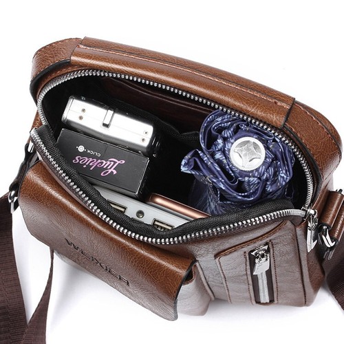 Moda Para hombres Cuero Bandolera Bolsos de Mano Bolso de Hombro Maletín Mochila de Día - Imagen 5 de 7