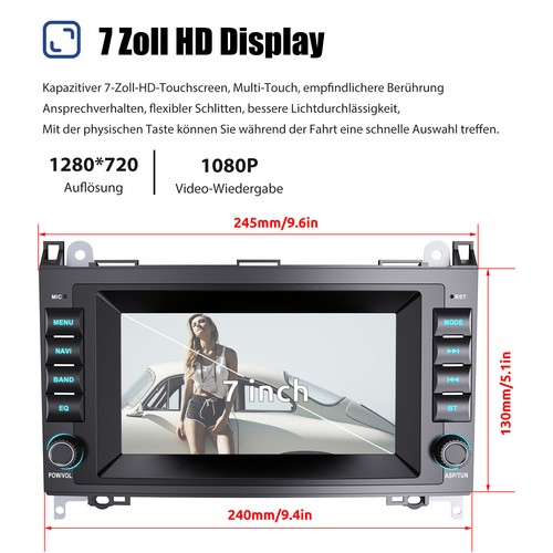 Android14 DAB+ Autoradio Für Mercedes-Benz A/B Klasse/Vito W169 W639 W245 Kamera - Bild 7 von 18