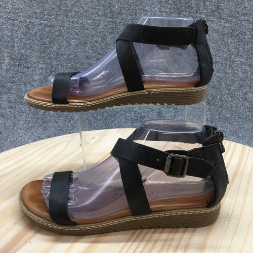 Sandalias planas Blowfish Malibu para mujer 7,5 ozono con tiras al tobillo negras imitación cuero - Imagen 2 de 17