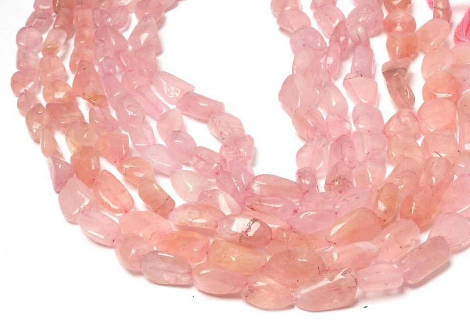 Natural Morganite Beads 13 Inch Strand 6x10-11x16 MM Beads Smooth Nugget Shape - Image 2 of 4