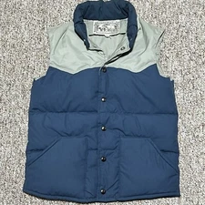 William Barry Mens Down Puffer Vest Size S Vintage Brandon Colorado Blue USA