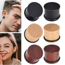 2PCS Single Flare Ear Plug Tunnel Organic Wood Saddle Gauges Stretching Piercing