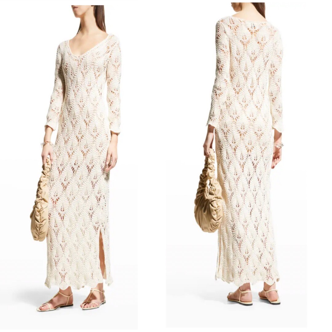 ワンピース sheller 2way lace stripe long dress Maxi Dress with Lace Trim