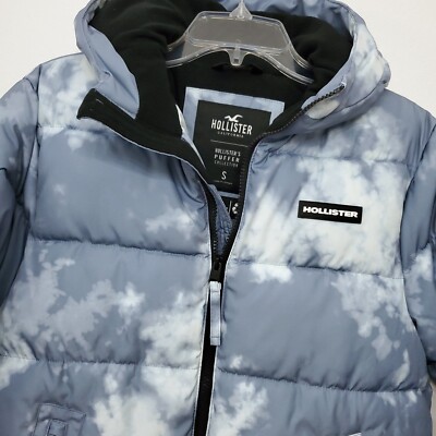 Hollister Puffer Collection Sサイズ Hollister Men's Fleece-Lined Full Zip Hooded Puffer Jacket Slate