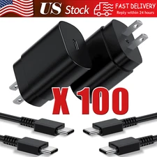25w Type USB-C Fast Wall Charger+6FT Cable For Samsung Galaxy S20 S21 5G lot US